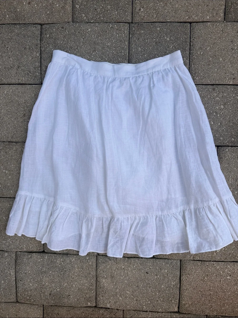 J. Crew White Ruffled Circle Skirt